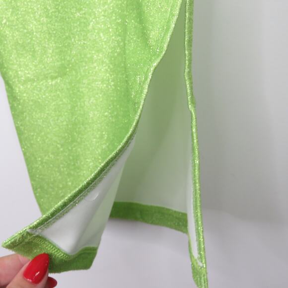 ASOS Lime Green Sparkly Flared Leg Pants Size 8 Y2k - Picture 3 of 12